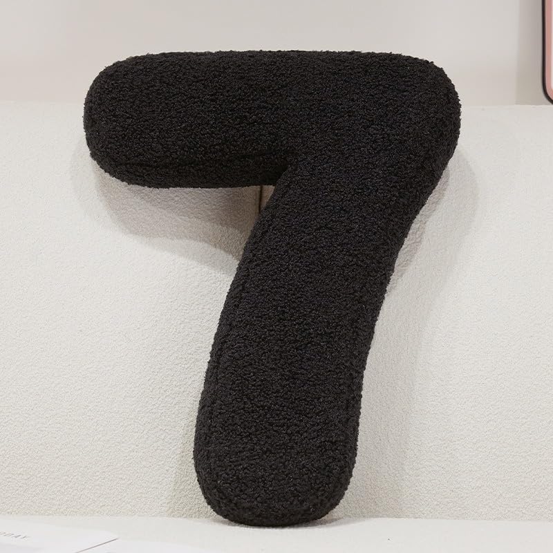 Shapeazy Number Plush Pillow, Numbers Hugging Throw Pillows, Decorative DIY 0-9 Number English Throw Pillows for Bed Couch Sofa Bedroom Living Room Decor (Number 7, Black, 15.7in) - Image 1